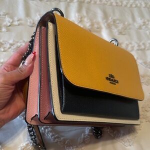 Coach Yellow, Pink, Black, and Cream Crossbody Bag